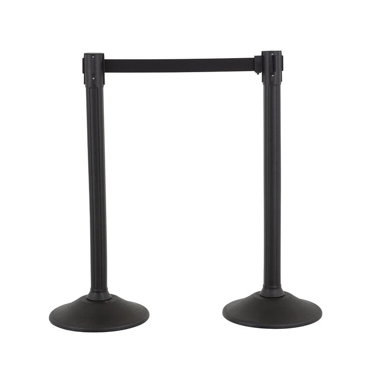 Compact retractable belt stanchion crowd control barrier
